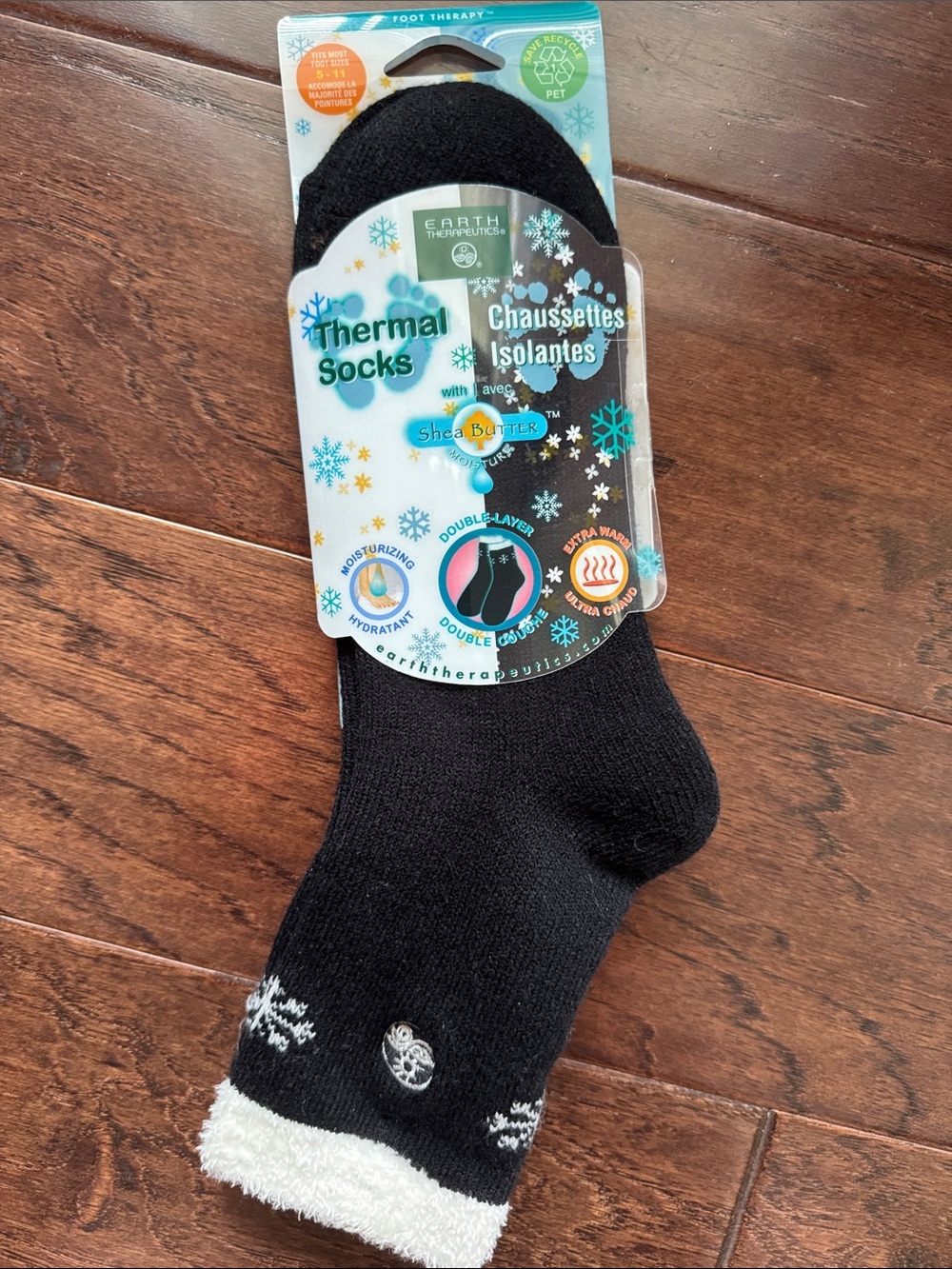Earth Therapeutics Black Thermal Shea Butter Women's Socks